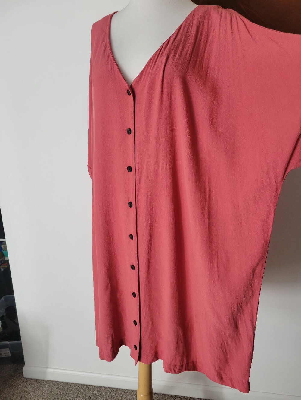 Madewell Dusty Rose Button-Front V-Neck Tunic Sie 3X - Picture 6 of 7